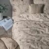Pościel z perkalu ciemno beżowa 220x200 Kwiaty Lame Percale