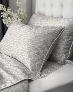 Pościel z perkalu 160x200 Beżowa w Kwiaty Lame Percale