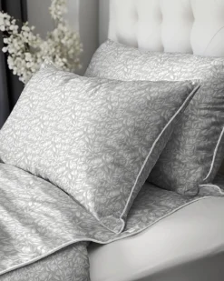 Pościel z perkalu 220x200 Popielata w Kwiaty Lame Percale