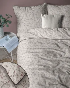 Pościel z perkalu 220x200 Różowe Kwiaty Lame Percale
