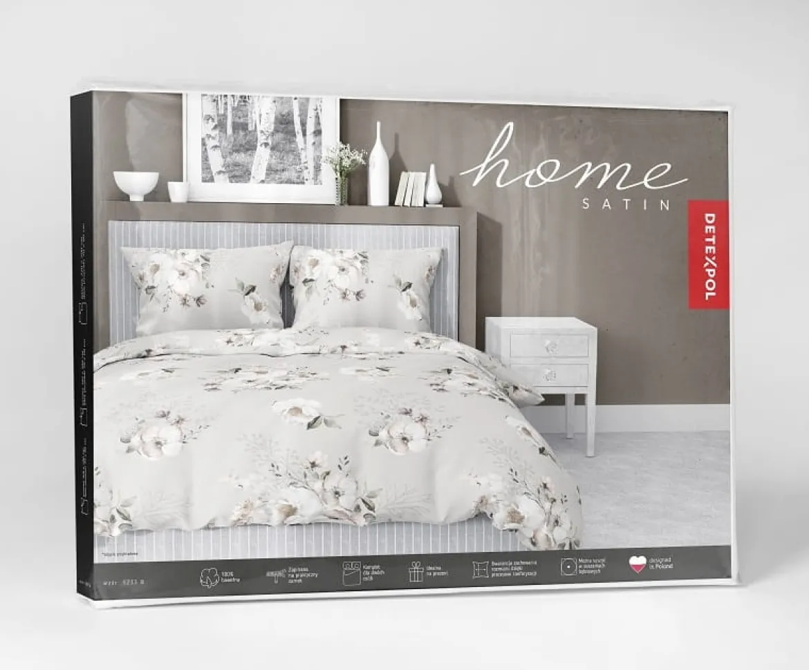 Pościel z satyny bawełnianej beżowej 220x200 Home Satin w magnolie