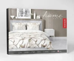 Pościel z satyny bawełnianej 160x200 Home Satin w beżowe magnolie