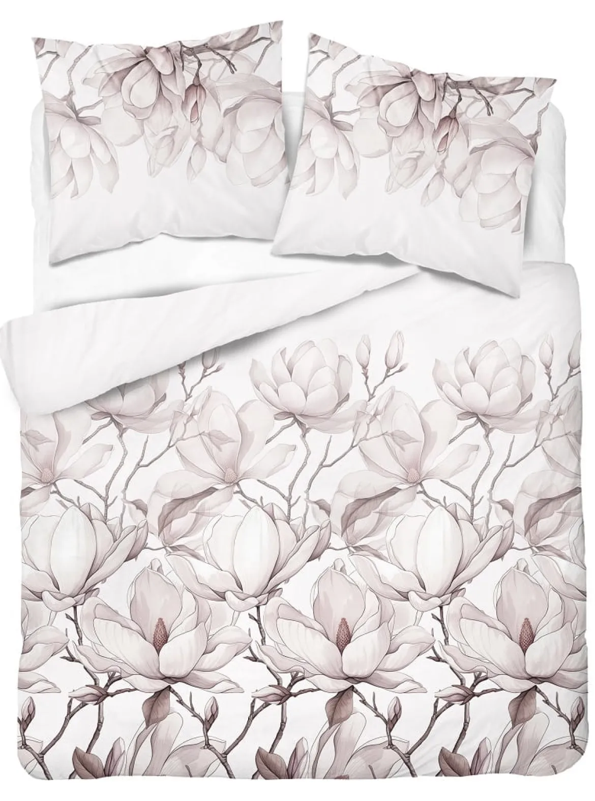 Pościel z satyny bawełnianej 160x200 Home Satin w różowo beżowe magnolie