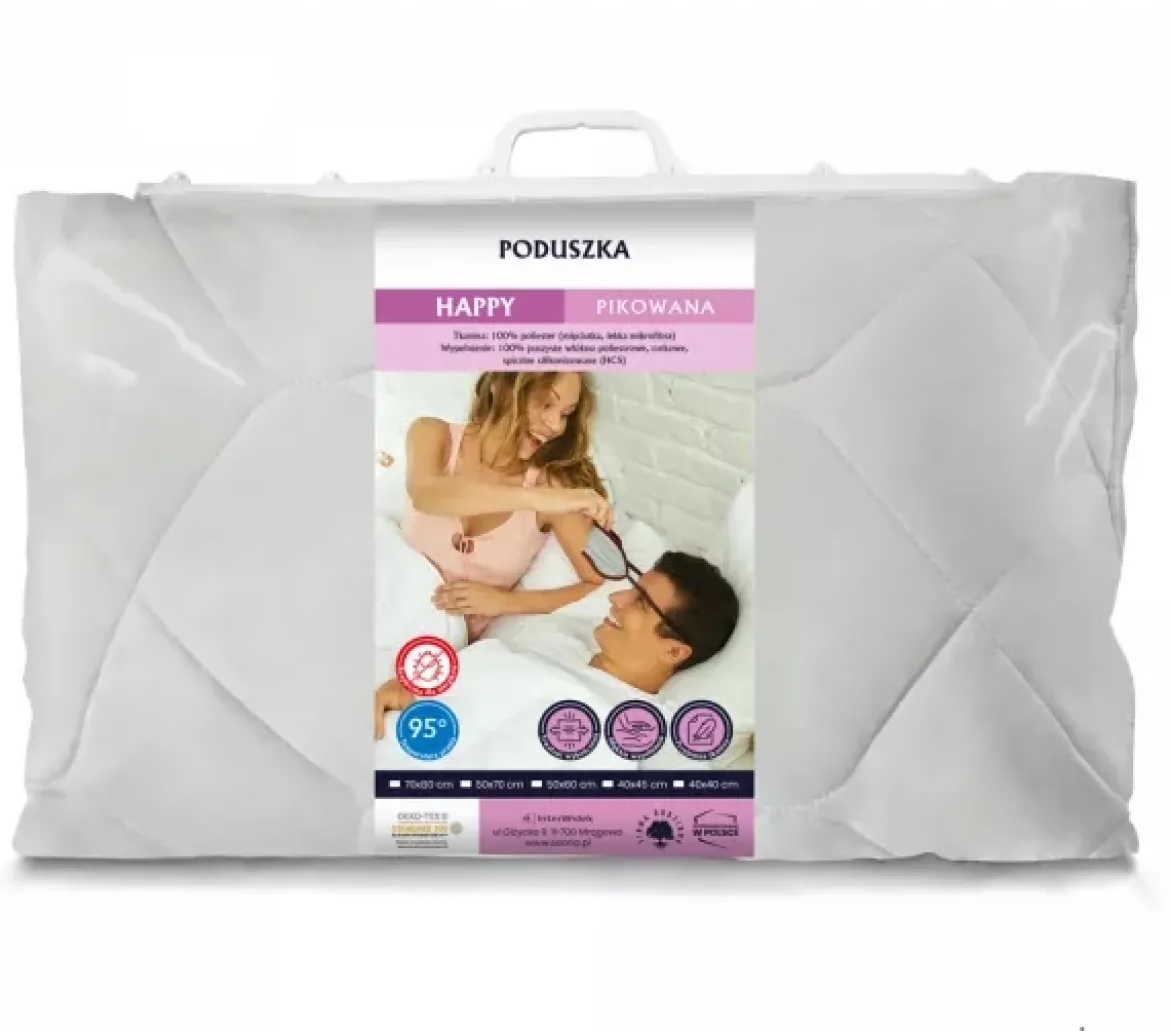 Poduszka Happy Pikowana 50x70 biała