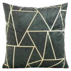 Poszewka dekoracyjna velvet geometryczna 45x45 ciemno miętowa