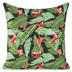 Poszewka dekoracyjna velvet 45x45 tropikalna czarno zielono czerwona