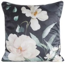 Poszewka dekoracyjna velvet 45x45 kremowe kwiaty