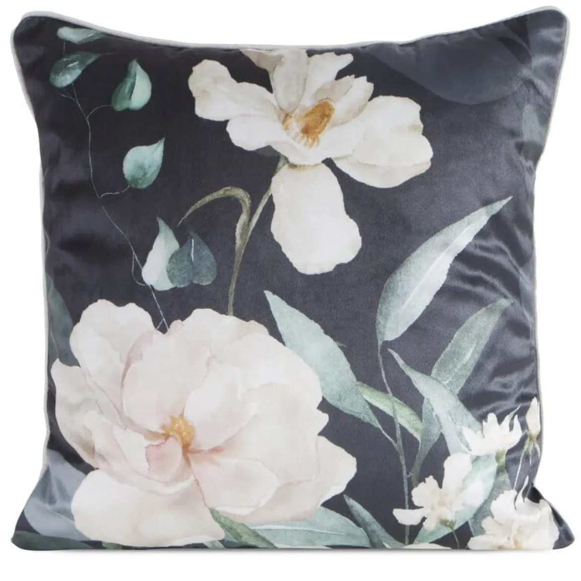 Poszewka dekoracyjna velvet 45x45 kremowe kwiaty