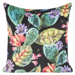 Poszewka dekoracyjna velvet 45x45 tropikalna czarno zielona