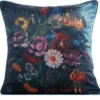 Poszewka dekoracyjna velvet granatowa 45x45 w kwiaty