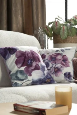 Poszewka dekoracyjna velvet 45x45 Duże Kwiaty Fioletowo Różowe