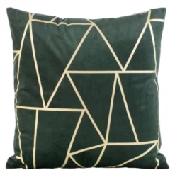 Poszewka dekoracyjna velvet geometryczna 45x45 ciemno zielona