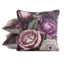 Poszewka dekoracyjna Velvet Z Lamówką 45x45 Duże Fioletowe Kwiaty