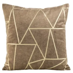 Poszewka dekoracyjna velvet geometryczna 45x45 ciemno beżowa