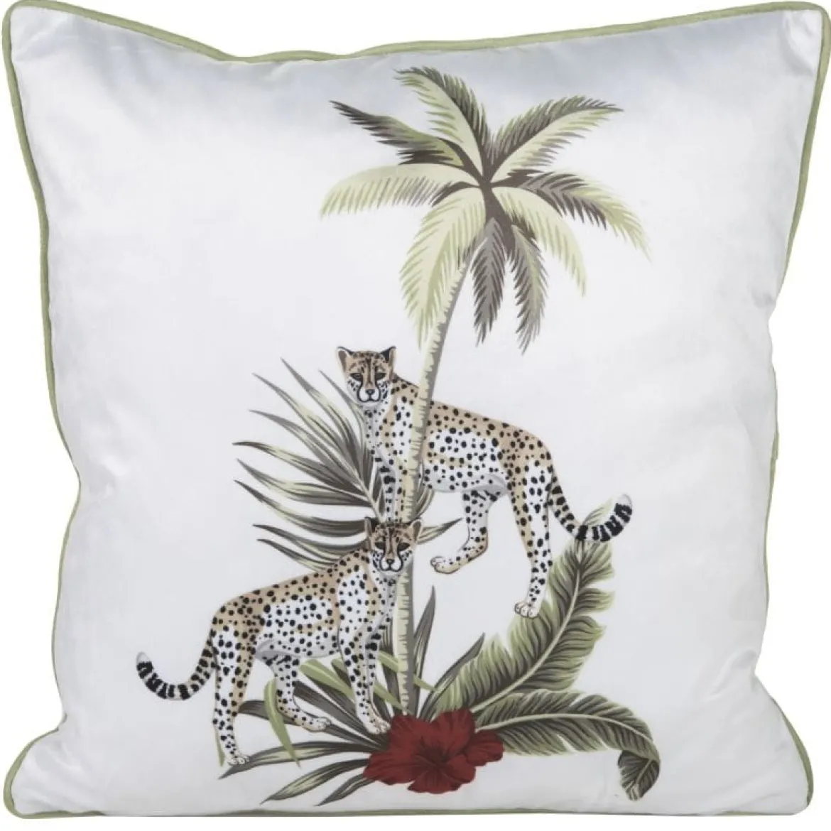 Poszewka dekoracyjna velvet biało zielona 45x45 jungle