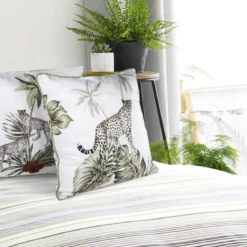 Poszewka dekoracyjna velvet biało zielona 45x45 jungle