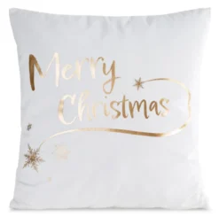 Poszewka dekoracyjna świąteczna biało złota 45x45 Merry Christmas