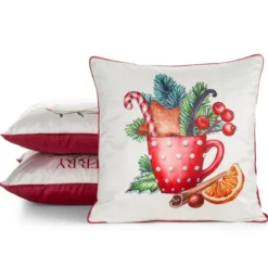 Poszewka dekoracyjna świąteczna velvetowa 45x45 Czerwony Kubek