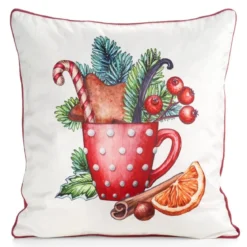 Poszewka dekoracyjna świąteczna velvetowa 45x45 Czerwony Kubek