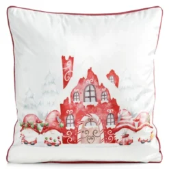 Poszewka dekoracyjna świąteczna velvetowa 45x45 Miasteczko Skrzatów