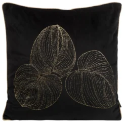 Poszewka LC velvet czarna 45x45 Victoria złoty liść