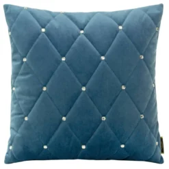 Poszewka velvet niebieska 45x45 z cyrkoniami