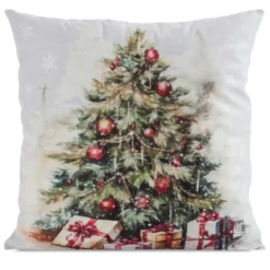 Poszewka świąteczna velvetowa 45x45 Choinka z Prezentami