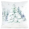 Poszewka świąteczna velvetowa 45x45 Ośnieżone Choinki
