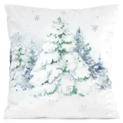Poszewka świąteczna velvetowa 45x45 Ośnieżone Choinki