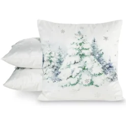 Poszewka świąteczna velvetowa 45x45 Ośnieżone Choinki
