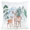 Poszewka świąteczna velvetowa 45x45 Ośnieżony Las z Jelonkami