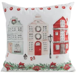 Poszewka świąteczna velvetowa 45x45 Świąteczne Domki