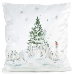 Poszewka świąteczna velvetowa 45x45 Zimowy Pejzaż