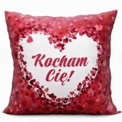 Poszewka w serduszka 40x40 Kocham Cie