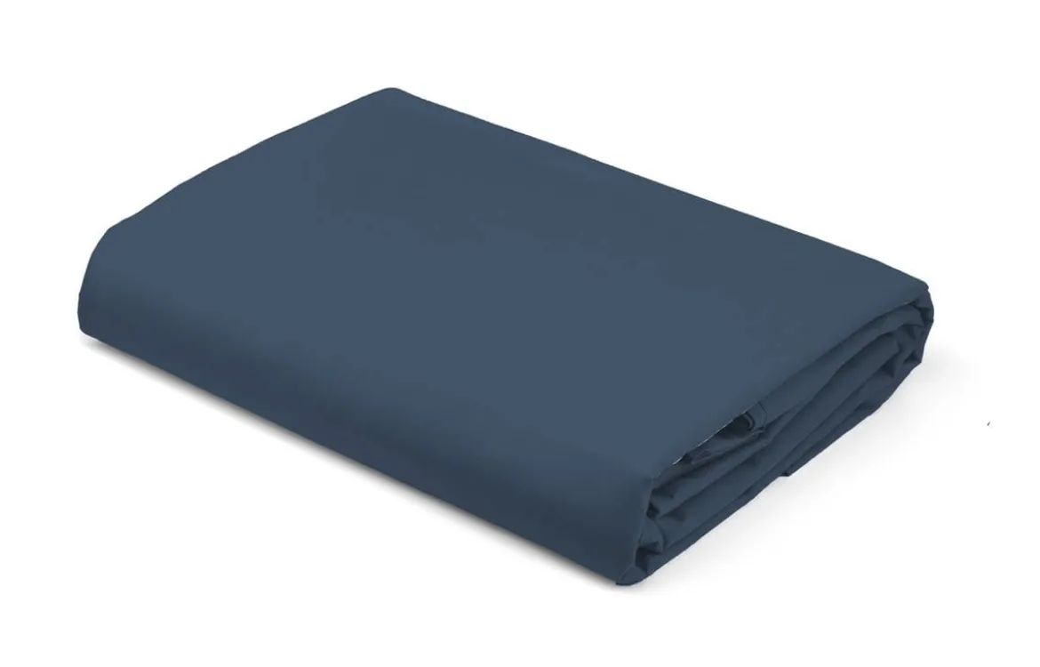 Prześcieradło Pure 160x200 satynowe z gumką w kolorze denim
