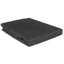 Prześcieradło 90x200 satynowe z gumką w kolorze czarnym