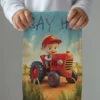 Ręcznik bawełniany dziecięcy 30x50 Czerwony Traktor