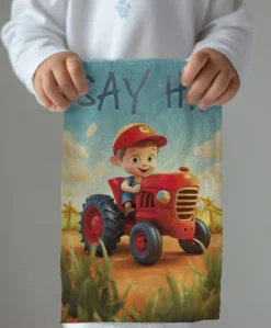 Ręcznik bawełniany dziecięcy 30x50 Czerwony Traktor