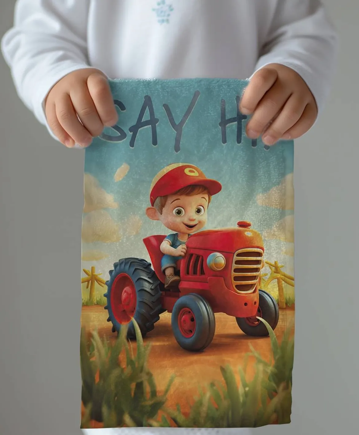 Ręcznik bawełniany dziecięcy 30x50 Czerwony Traktor