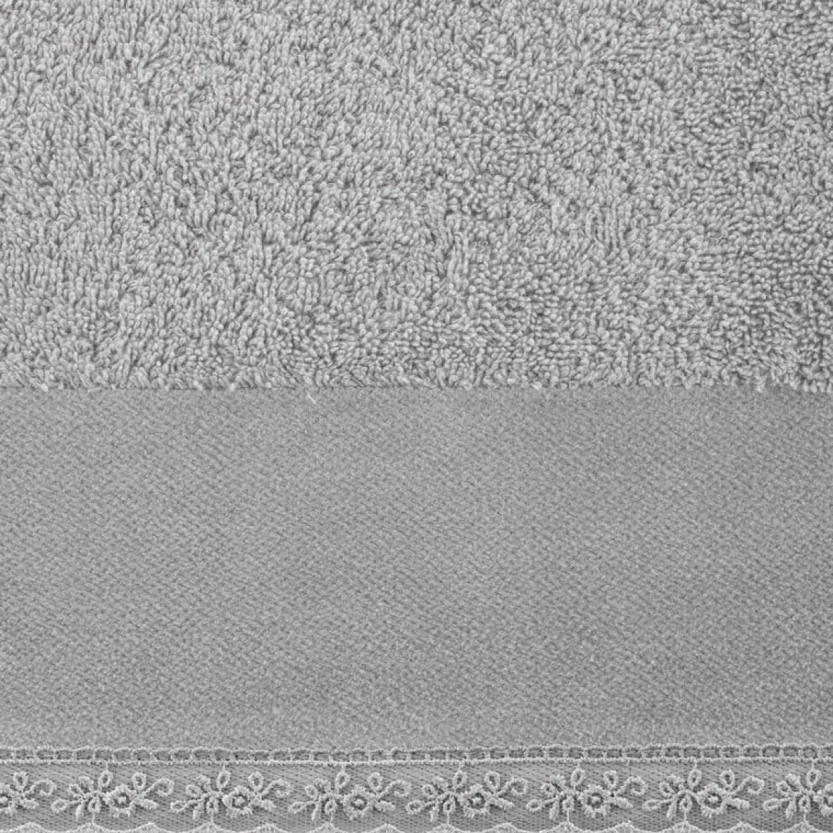 Ręcznik bawełniany Emi 50x90 srebrny z koronką