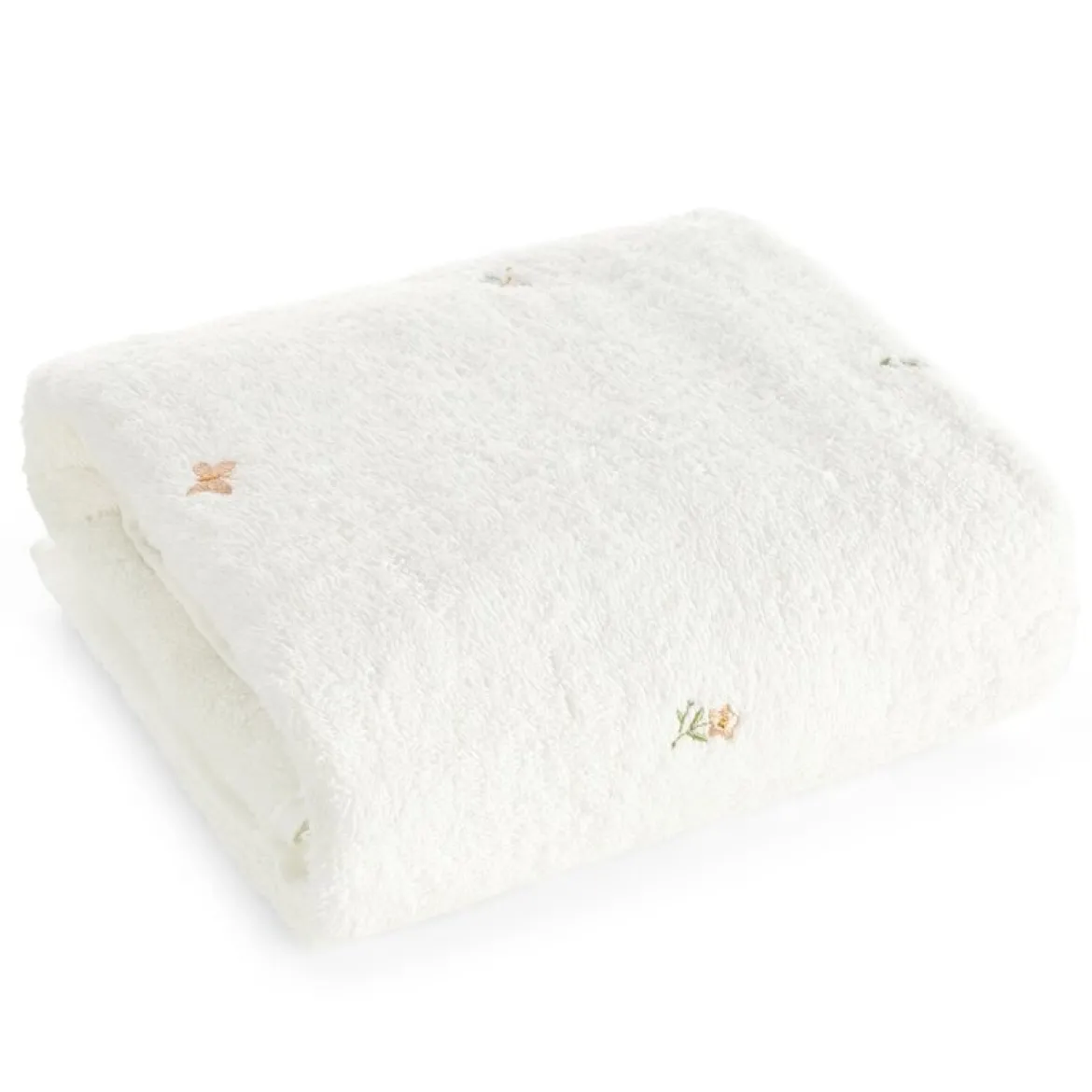 Ręcznik bawełniany kąpielowy biały 70x140 w kwiaty i motylki Bloom