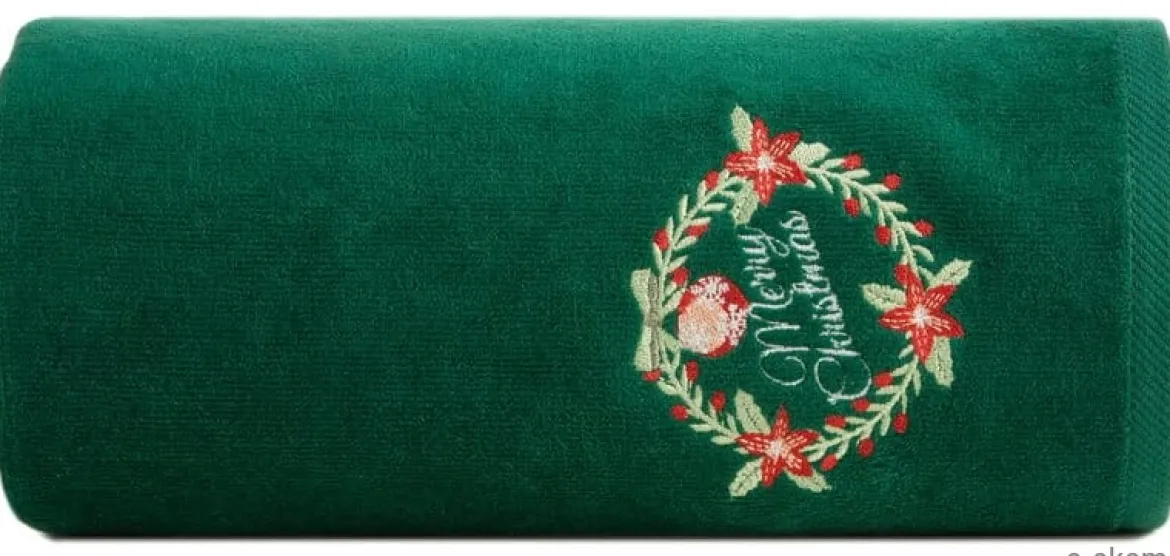 Świąteczny zielony ręcznik kąpielowy 70x140 Merry Christmas